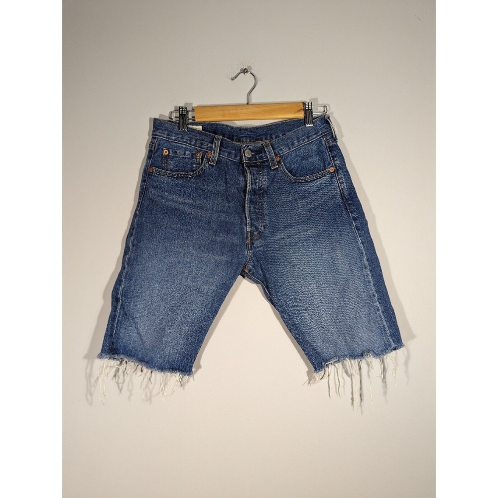 Levi's‎ 501 Blue High Rise Button Fly Raw Hem Shorts Women Size 30